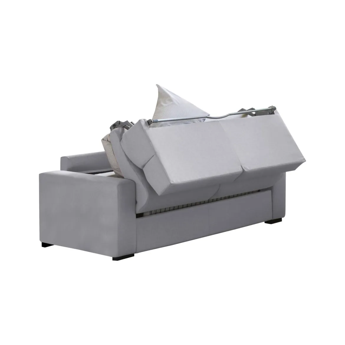 Divano Letto 2 Posti Grigio Sfoderabile Contenitore 200x95 cm, di Apertura a Ribalta Made in Italy - Ecate