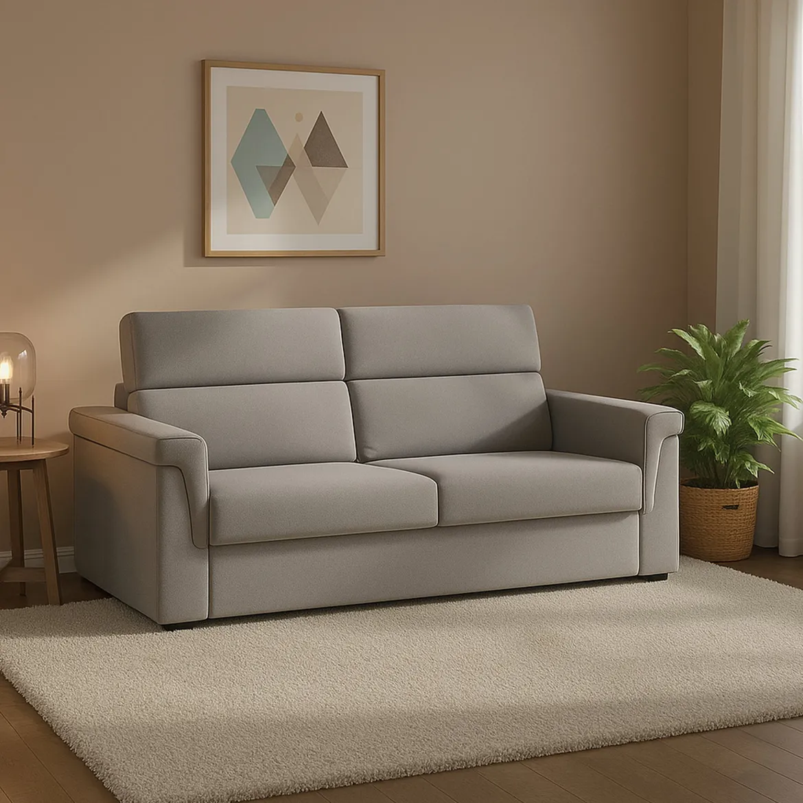 Divano Letto 2 Posti Grigio Sfoderabile Contenitore 205x95 cm, di Apertura a Ribalta Made in Italy - Biscossi