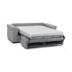 Divano Letto 2 Posti Grigio Sfoderabile Contenitore 205x95 cm, di Apertura a Ribalta Made in Italy - Biscossi