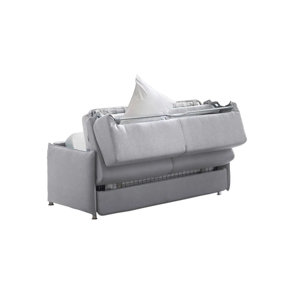 Divano Letto 3 Posti Grigio Sfoderabile Contenitore 200x95 cm, Lavabile Made in Italy - Gravere
