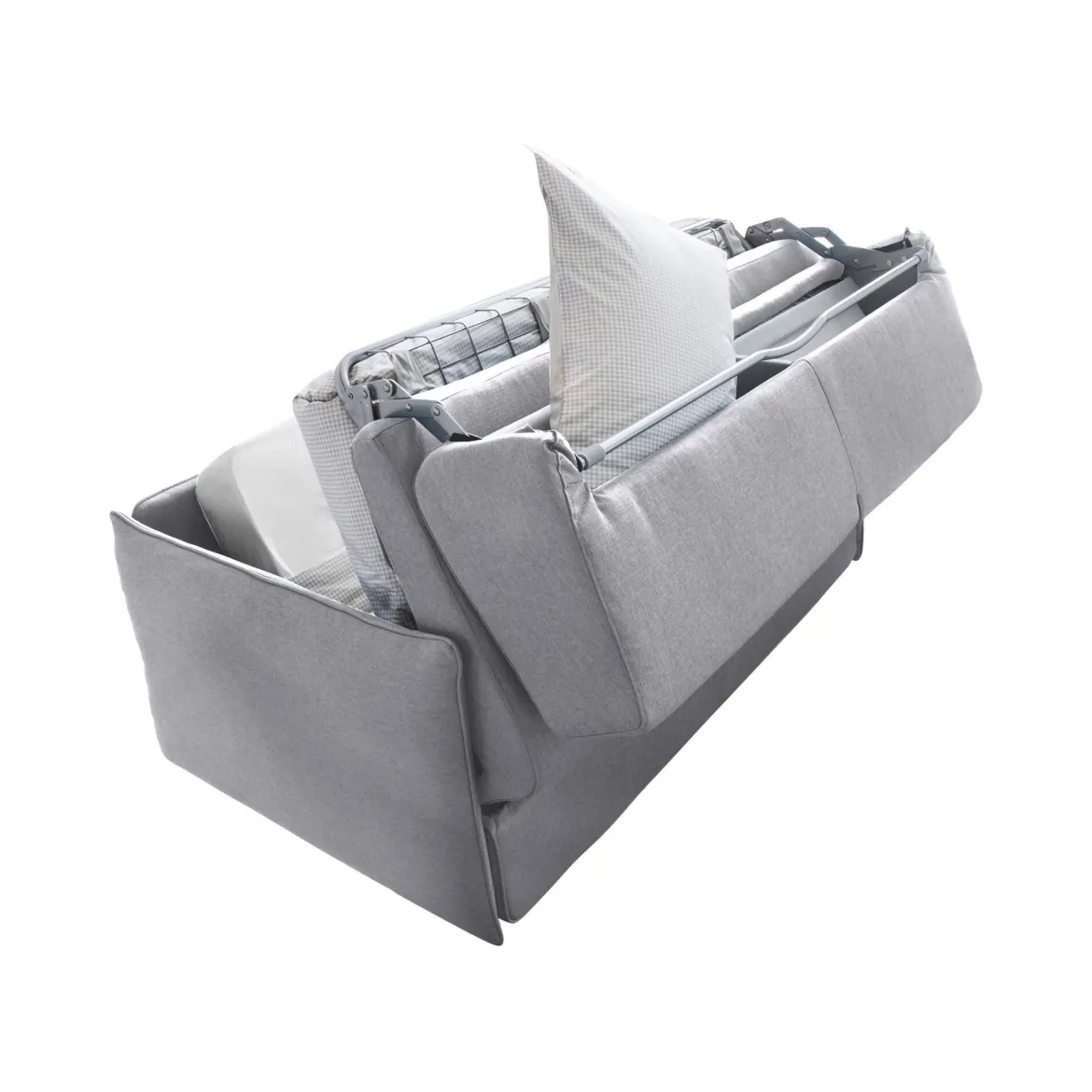 Divano Letto 3 Posti Grigio Sfoderabile Contenitore 200x95 cm, Lavabile Made in Italy - Gravere