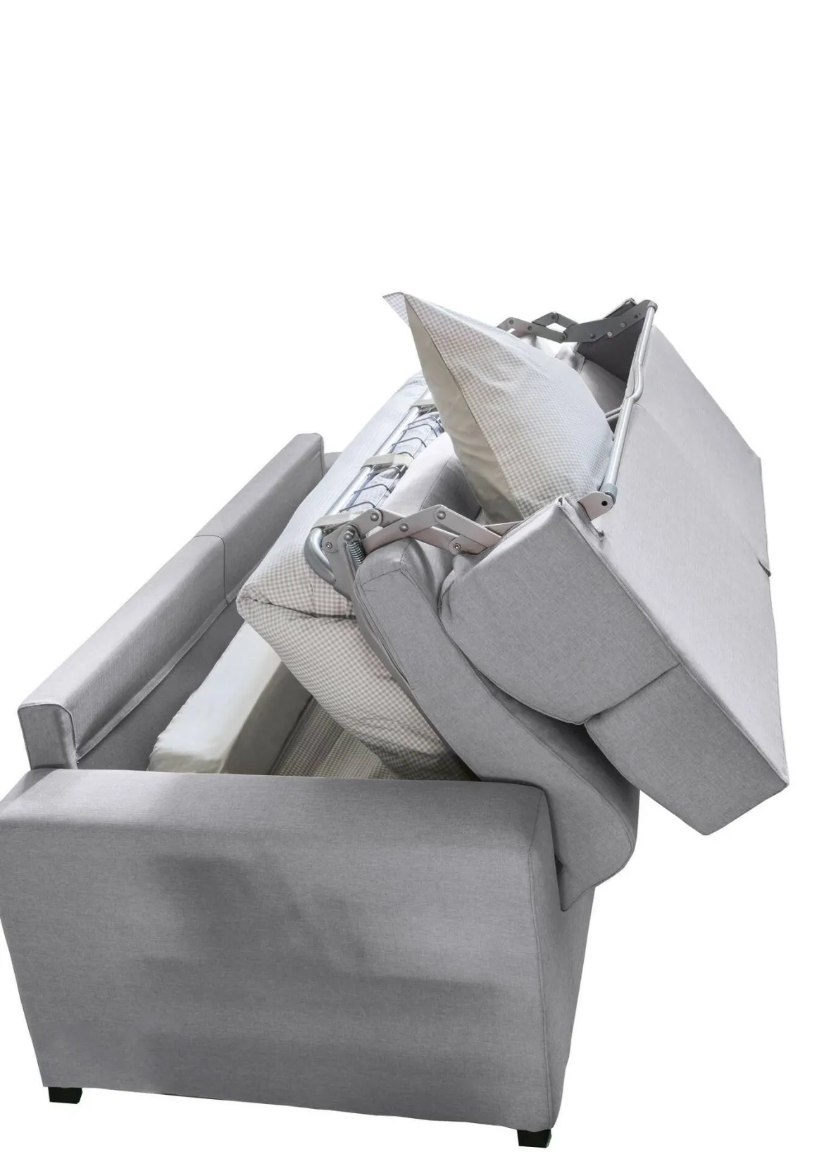 Divano Letto 3 Posti Grigio Sfoderabile Contenitore 220x95 cm, Lavabile Made in Italy - Marcon