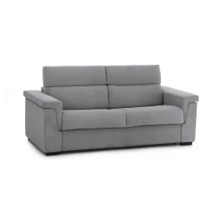 Divano Letto 3 Posti Grigio Sfoderabile Contenitore 225x95 cm, Lavabile Made in Italy - Benedetto