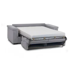 Divano Letto 3 Posti Grigio Sfoderabile Contenitore 225x95 cm, Lavabile Made in Italy - Nus