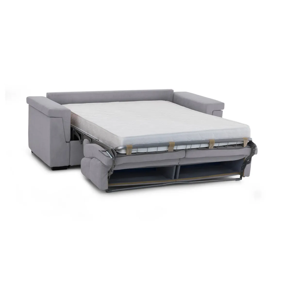Divano Letto 3 Posti Grigio Sfoderabile Contenitore 225x95 cm, Lavabile Made in Italy - Nus