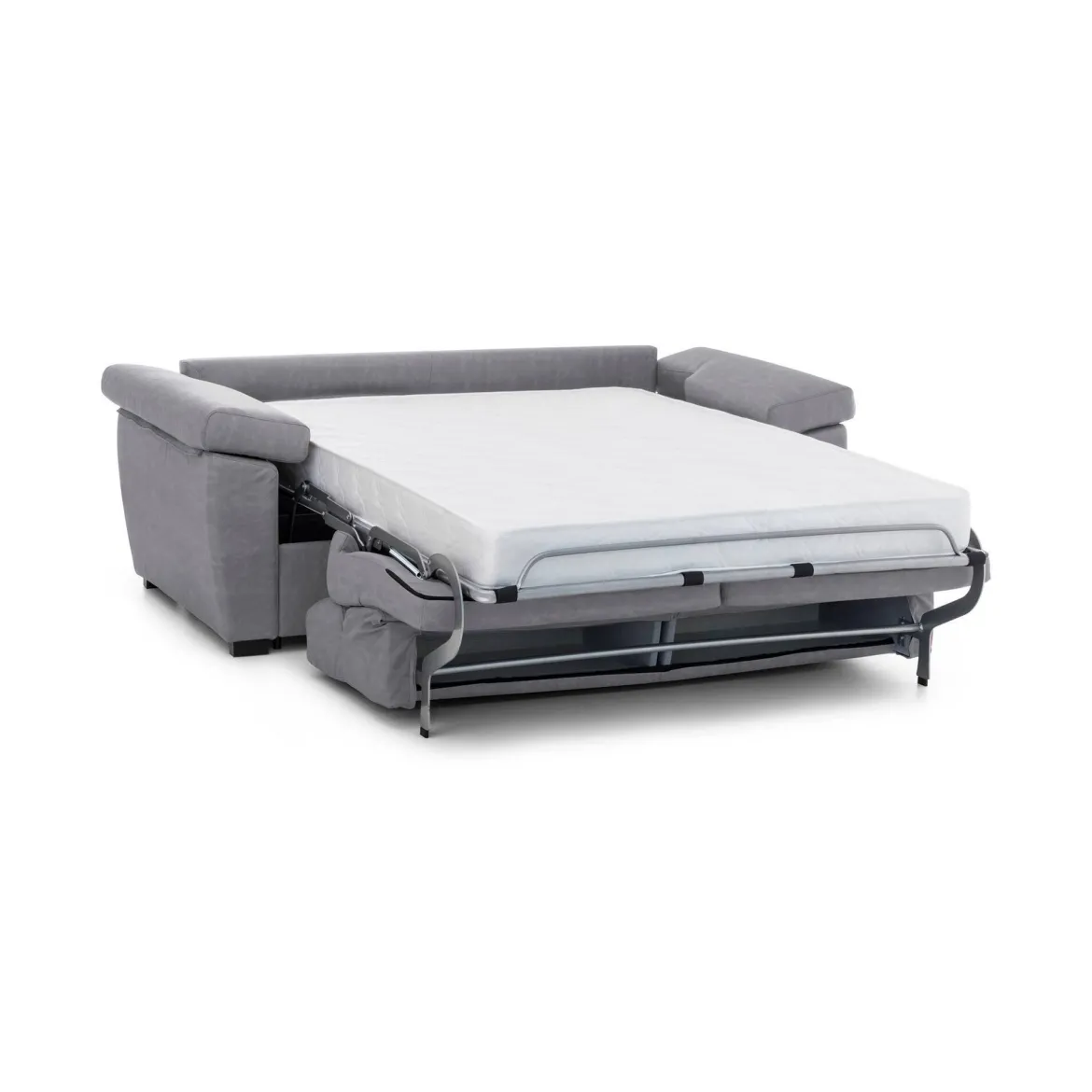 Divano Letto 3 Posti Grigio Sfoderabile Contenitore 225x95 cm, Lavabile Made in Italy - Pacecos