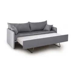 Divano Letto 3 Posti Grigio Sfoderabile Lavabile 205x86 cm, Letto Estraibile Materasso Incluso Made in Italy - Avellana