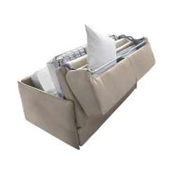 Divano Letto 2 Posti Grigio Tortora Sfoderabile Contenitore 180x95 cm, di Apertura a Ribalta Made in Italy - Casabona