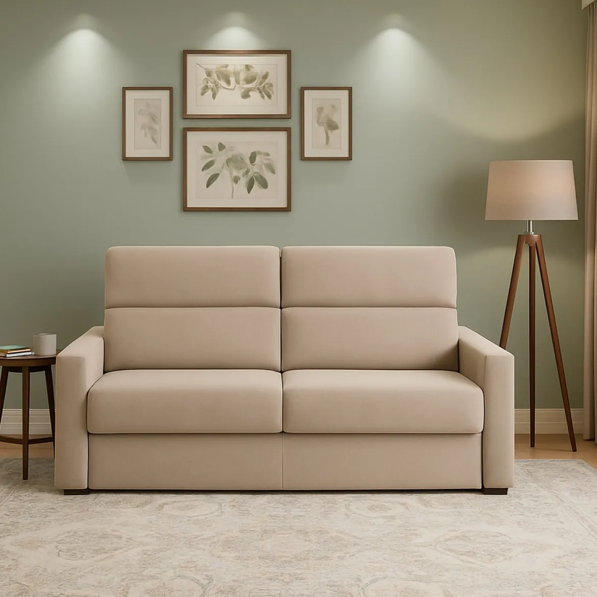 Divano Letto 2 Posti Grigio Tortora Sfoderabile Contenitore 180x95 cm, di Apertura a Ribalta Made in Italy - Trovo