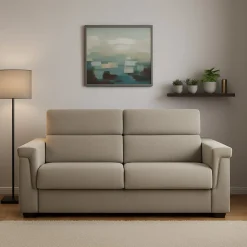 Divano Letto 2 Posti Grigio Tortora Sfoderabile Contenitore 185x95 cm, di Apertura a Ribalta Made in Italy - Rigolato