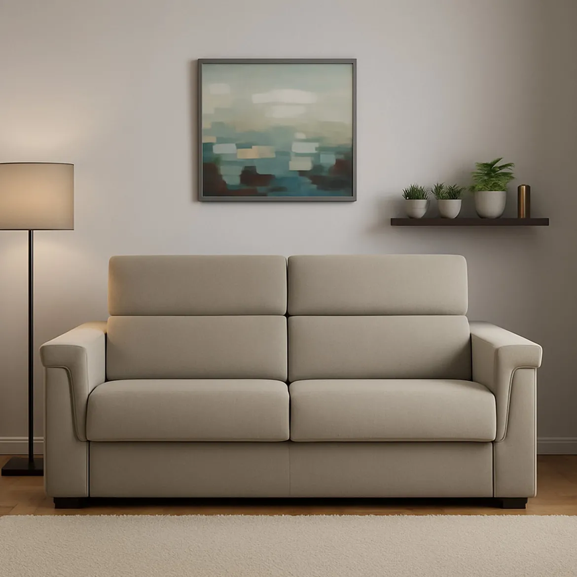 Divano Letto 2 Posti Grigio Tortora Sfoderabile Contenitore 185x95 cm, di Apertura a Ribalta Made in Italy - Rigolato