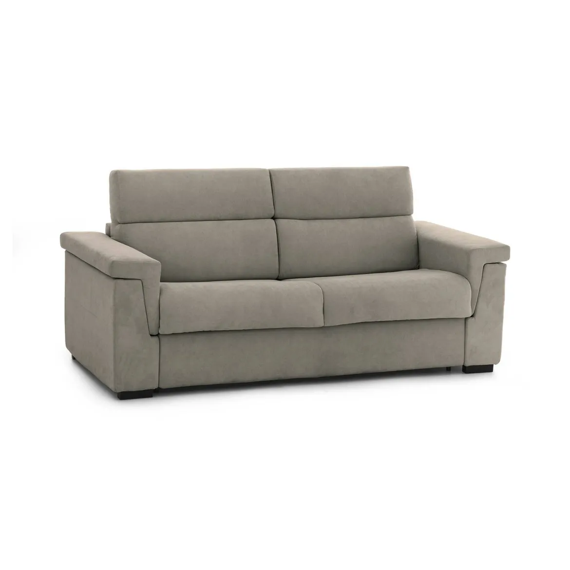 Divano Letto 2 Posti Grigio Tortora Sfoderabile Contenitore 185x95 cm, di Apertura a Ribalta Made in Italy - Rigolato