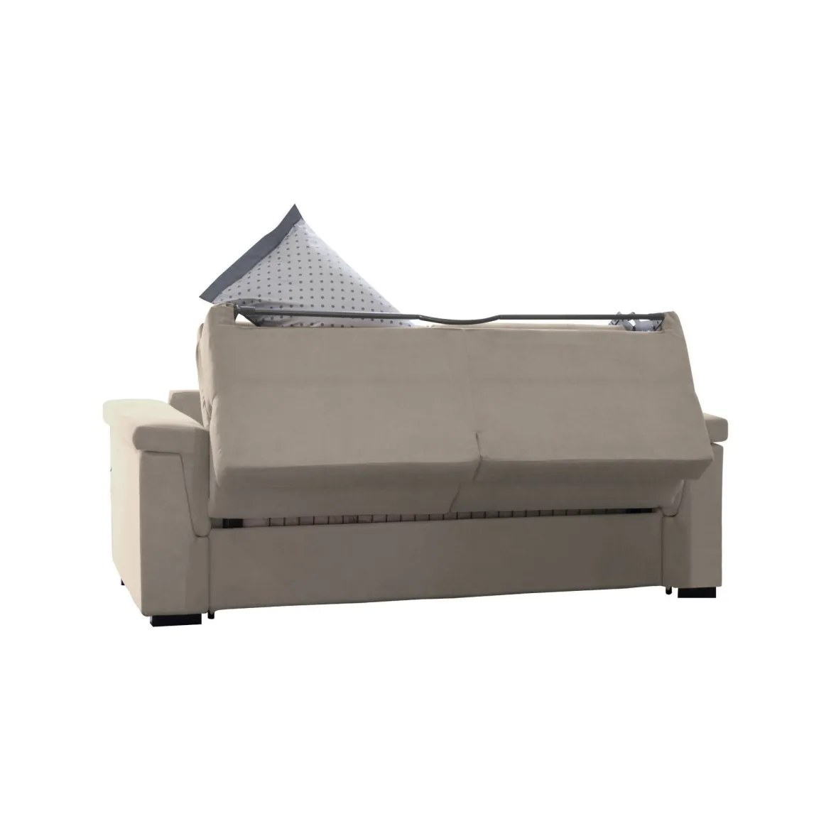 Divano Letto 2 Posti Grigio Tortora Sfoderabile Contenitore 185x95 cm, di Apertura a Ribalta Made in Italy - Rigolato