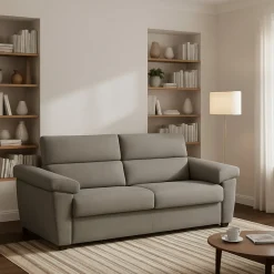 Divano Letto 2 Posti Grigio Tortora Sfoderabile Contenitore 185x95 cm, di Apertura a Ribalta Made in Italy - Seui