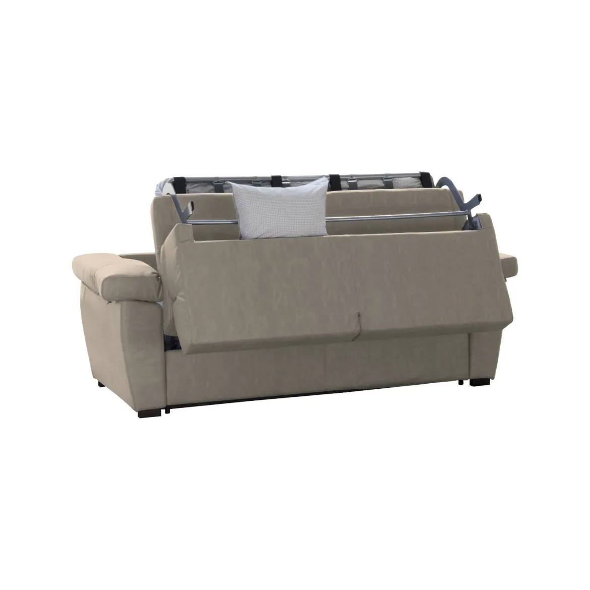 Divano Letto 2 Posti Grigio Tortora Sfoderabile Contenitore 185x95 cm, di Apertura a Ribalta Made in Italy - Seui