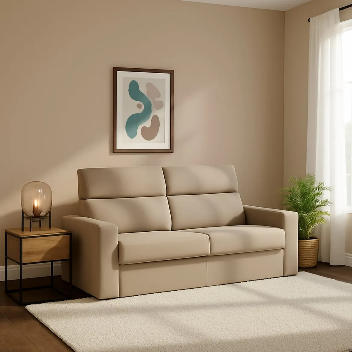 Divano Letto 2 Posti Grigio Tortora Sfoderabile Contenitore 200x95 cm, di Apertura a Ribalta Made in Italy - Sonico