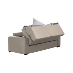Divano Letto 2 Posti Grigio Tortora Sfoderabile Contenitore 200x95 cm, di Apertura a Ribalta Made in Italy - Sonico