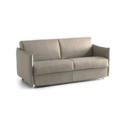 Divano Letto 3 Posti Grigio Tortora Sfoderabile Contenitore 200x95 cm, Lavabile Made in Italy - Cecina