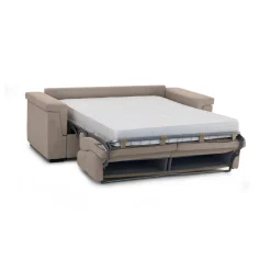 Divano Letto 3 Posti Grigio Tortora Sfoderabile Contenitore 225x95 cm, Lavabile Made in Italy - Nus