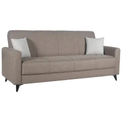 Divano Letto 3 Posti Marrone Contenitore di Apertura Click-clack 220x90 cm, Lavabile - Mulazzo