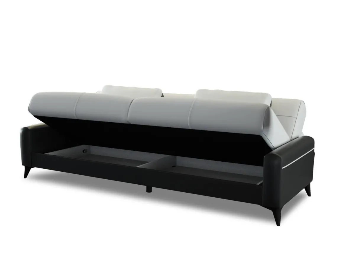 Divano letto 3 posti nero e bianco 207x92cm - Belluno