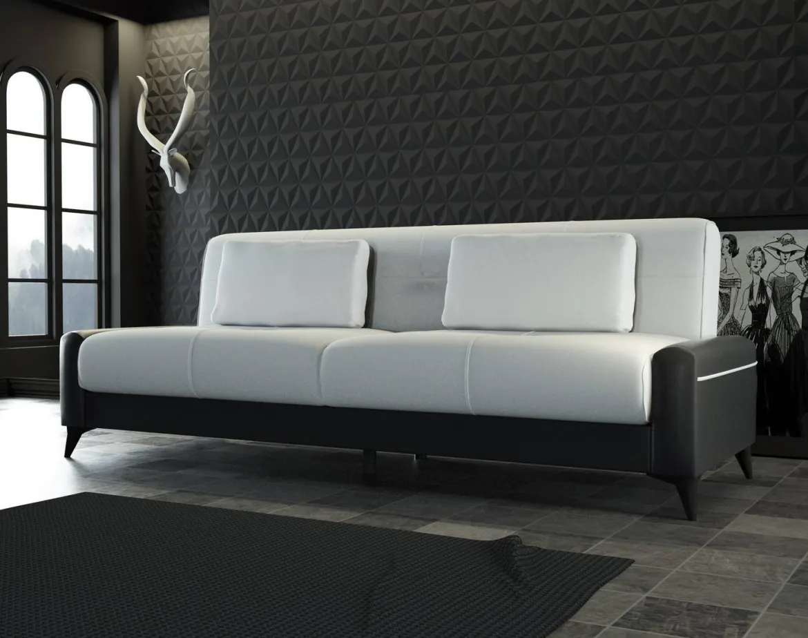 Divano letto 3 posti nero e bianco 207x92cm - Belluno
