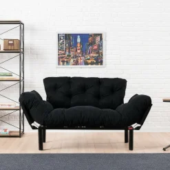 Divano letto 2 posti nero 155x70cm - Guchol