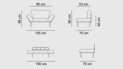 Divano letto 2 posti nero 155x70cm - Guchol