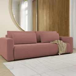 Divano Letto 2 Posti Rosa Contenitore di Apertura a Libro 240x105 cm, Reclinabile - Erbezzo