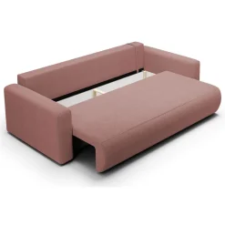 Divano Letto 2 Posti Rosa Contenitore di Apertura a Libro 240x105 cm, Reclinabile - Erbezzo