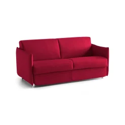 Divano Letto 2 Posti Rosso Sfoderabile Contenitore 160x95 cm, di Apertura a Ribalta Made in Italy - Follina