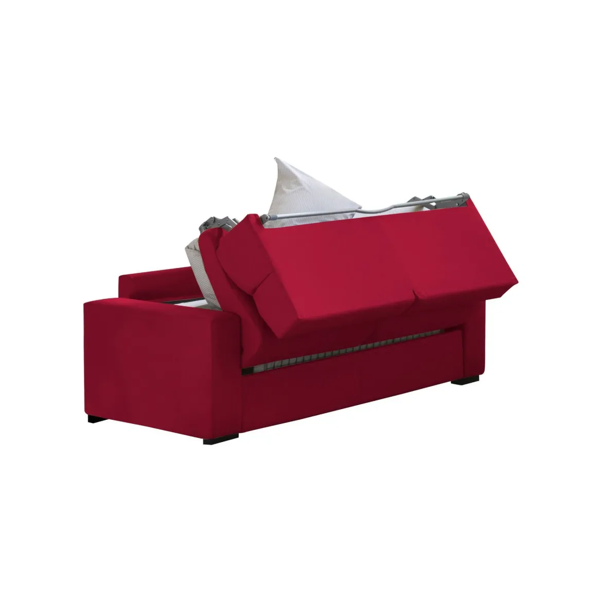 Divano Letto 2 Posti Rosso Sfoderabile Contenitore 180x95 cm, di Apertura a Ribalta Made in Italy - None