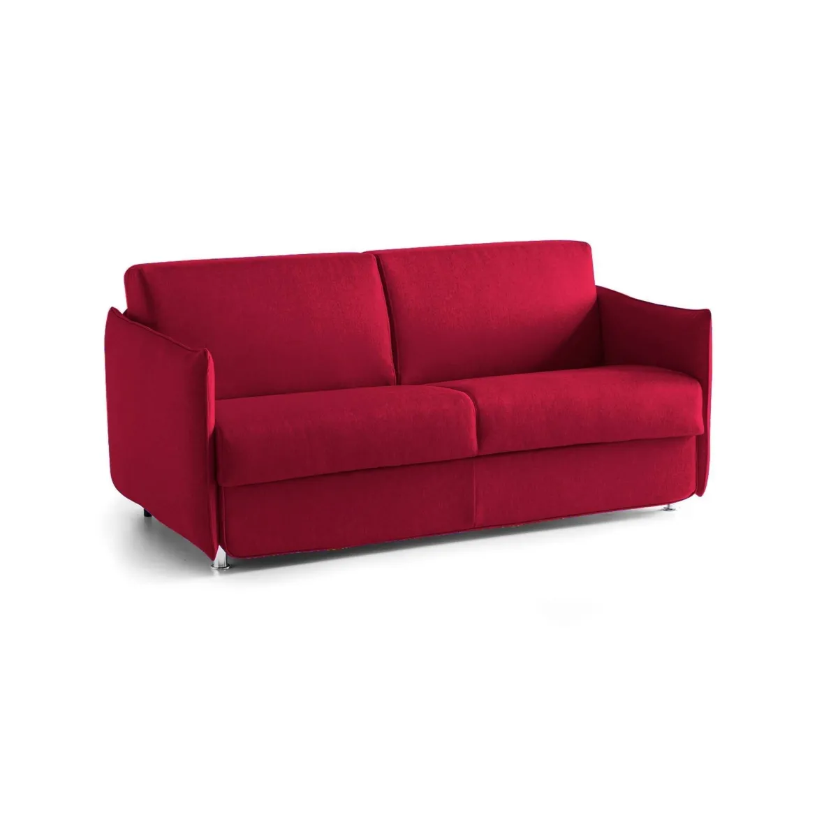 Divano Letto 2 Posti Rosso Sfoderabile Contenitore 180x95 cm, di Apertura a Ribalta Made in Italy - Trissino