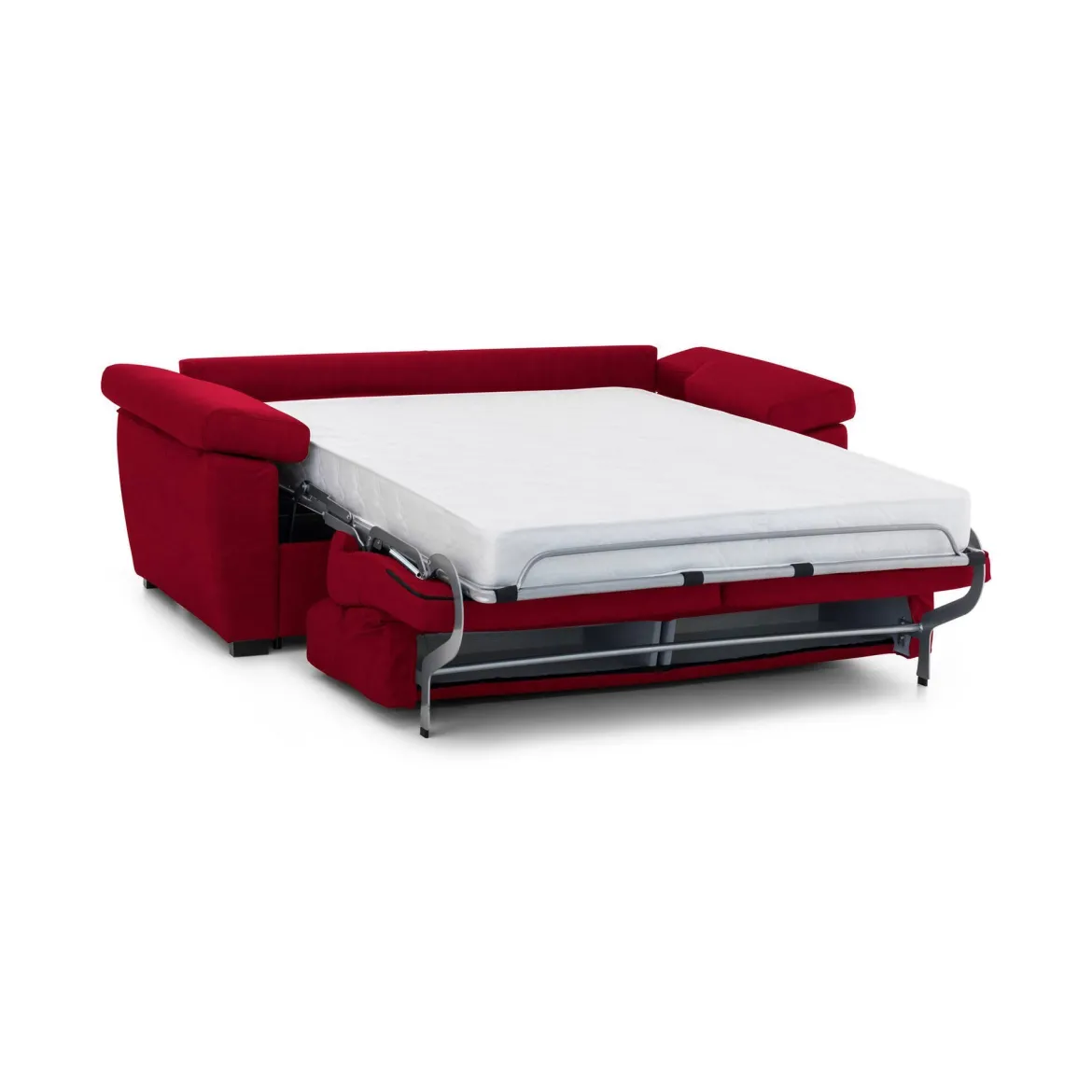 Divano Letto 2 Posti Rosso Sfoderabile Contenitore 185x95 cm, di Apertura a Ribalta Made in Italy - Tenna
