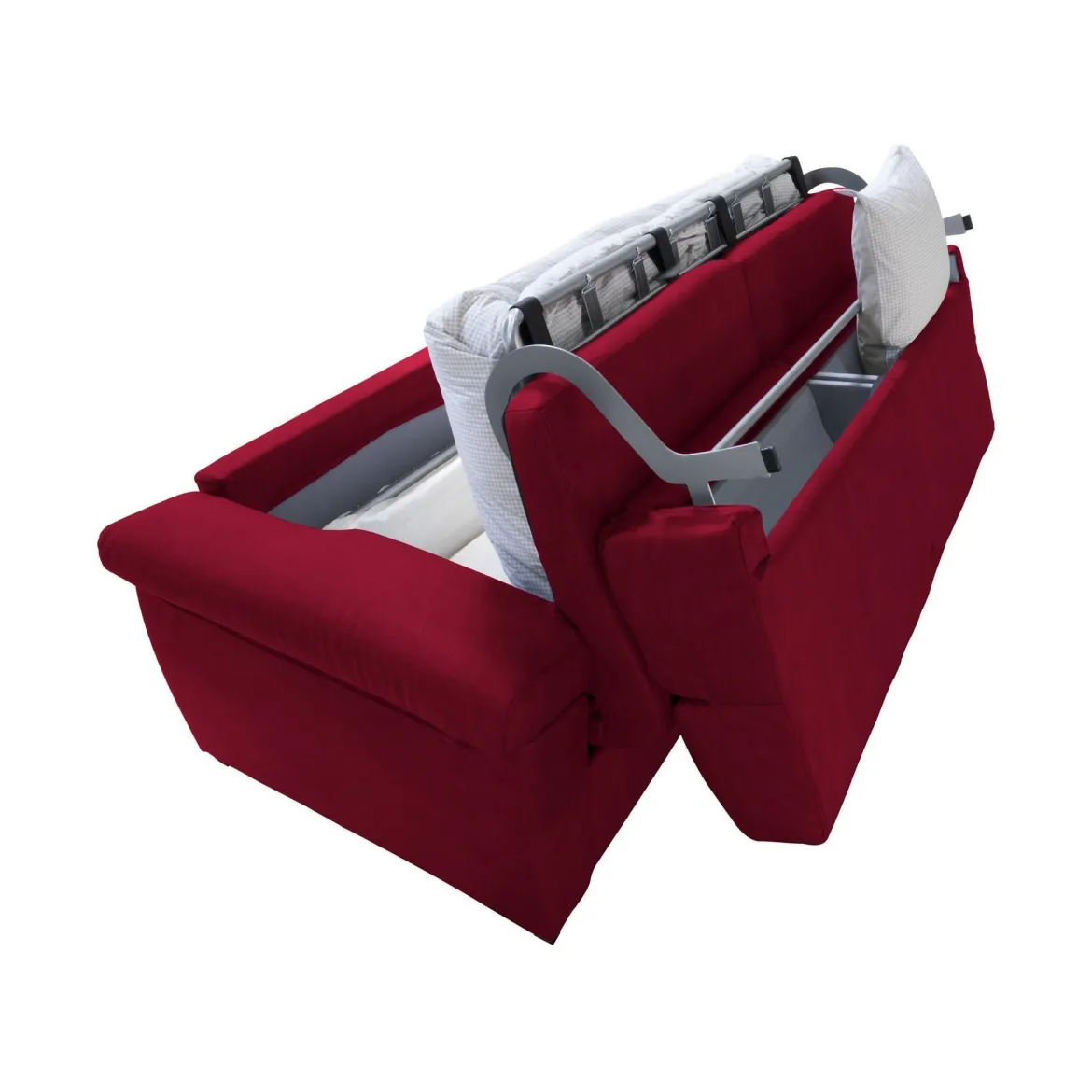 Divano Letto 2 Posti Rosso Sfoderabile Contenitore 185x95 cm, di Apertura a Ribalta Made in Italy - Tenna