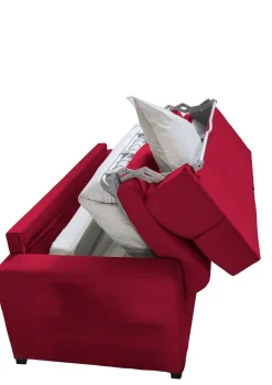 Divano Letto 2 Posti Rosso Sfoderabile Contenitore 200x95 cm, di Apertura a Ribalta Made in Italy - Ecate