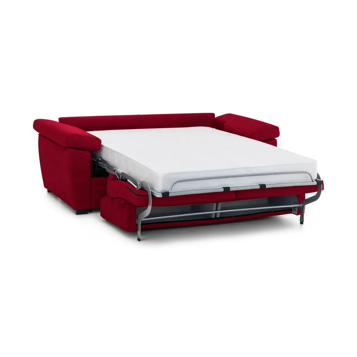 Divano Letto 2 Posti Rosso Sfoderabile Contenitore 205x95 cm, di Apertura a Ribalta Made in Italy - Biscossi