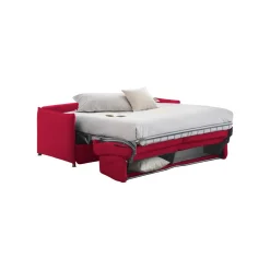 Divano Letto 3 Posti Rosso Sfoderabile Contenitore 200x95 cm, Lavabile Made in Italy - Cecina