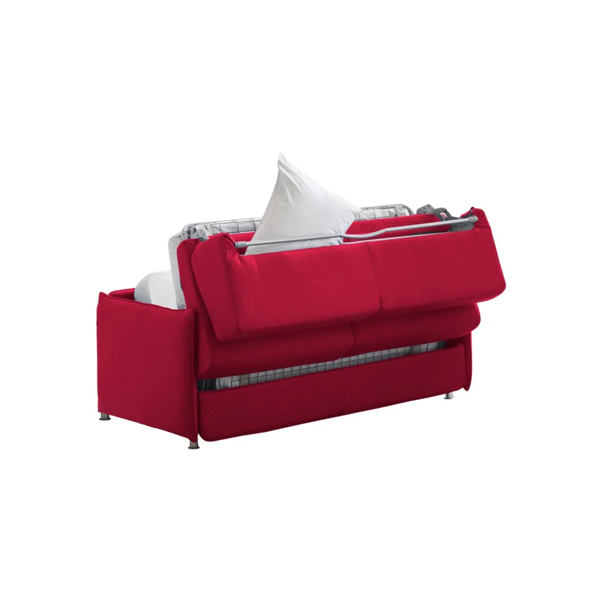 Divano Letto 3 Posti Rosso Sfoderabile Contenitore 200x95 cm, Lavabile Made in Italy - Cecina