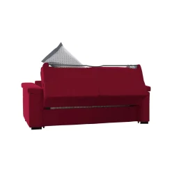 Divano Letto 3 Posti Rosso Sfoderabile Contenitore 225x95 cm, Lavabile Made in Italy - Benedetto