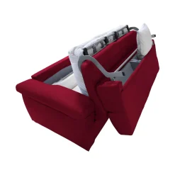 Divano Letto 3 Posti Rosso Sfoderabile Contenitore 225x95 cm, Lavabile Made in Italy - Pacecos