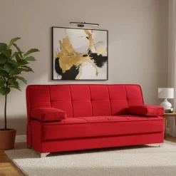 Divano letto 3 posti rosso 227x150cm - Armadillo