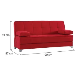 Divano letto 3 posti rosso 227x150cm - Armadillo
