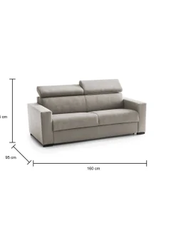 Divano letto 2 posti tortora 180x95cm - Annalara