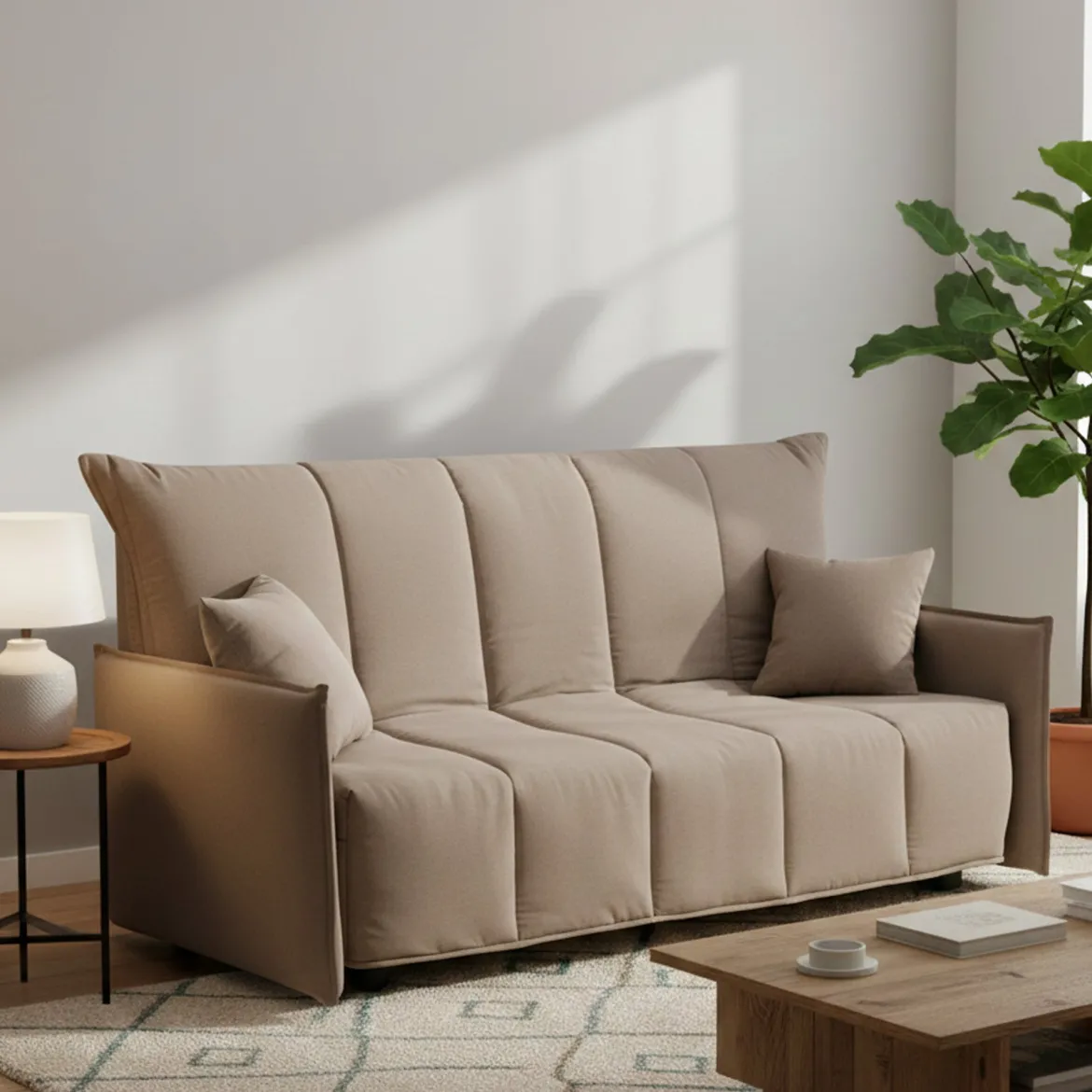 Divano letto 3 posti tortora 200x95cm - Adalberto