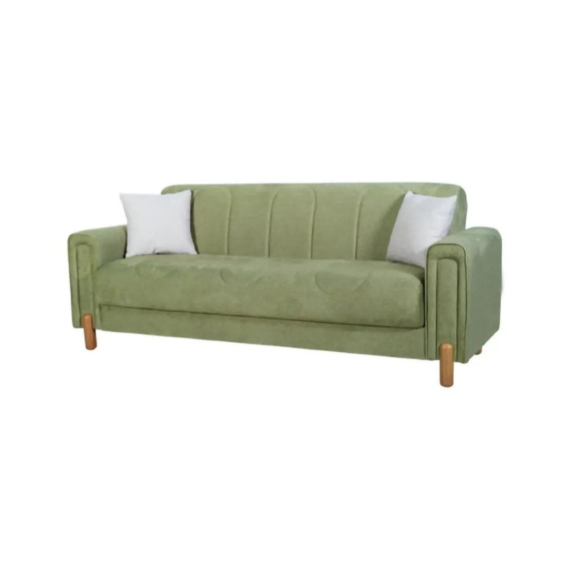 Divano Letto 3 Posti Verde Contenitore di Apertura Click-clack 226x86 cm, Lavabile - Papozze