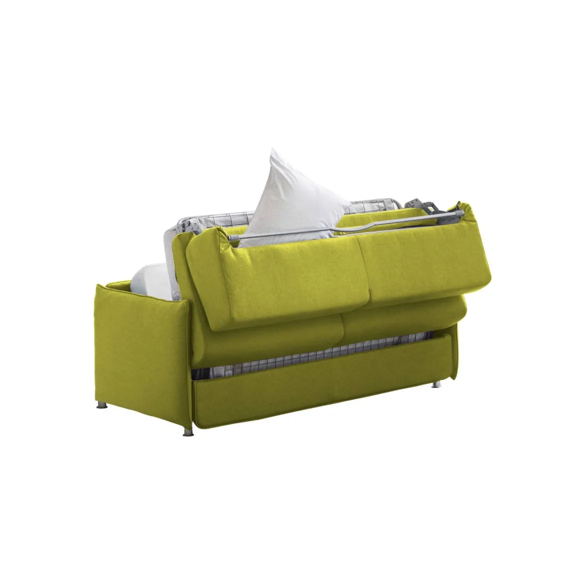 Divano Letto 2 Posti Verde Sfoderabile Contenitore 160x95 cm, di Apertura a Ribalta Made in Italy - Follina