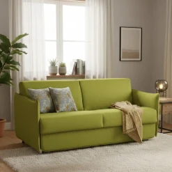 Divano Letto 2 Posti Verde Sfoderabile Contenitore 160x95 cm, di Apertura a Ribalta Made in Italy - Verceia