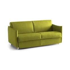 Divano Letto 2 Posti Verde Sfoderabile Contenitore 180x95 cm, di Apertura a Ribalta Made in Italy - Trovo