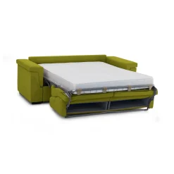 Divano Letto 2 Posti Verde Sfoderabile Contenitore 205x95 cm, di Apertura a Ribalta Made in Italy - Brusasco
